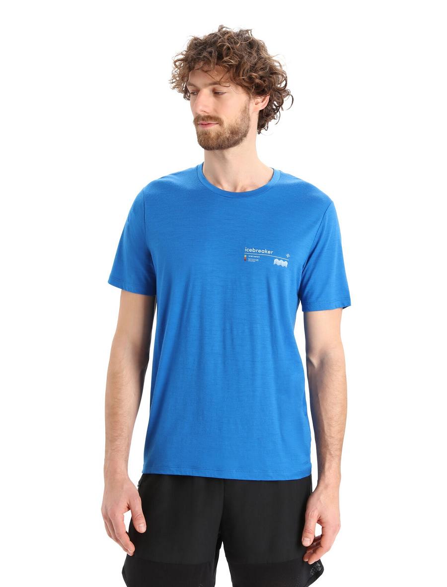 Men's Icebreaker Merino Tech Lite II Short Sleeve Alpine Zone T Shirts Lazurite | CA 1770FDNM